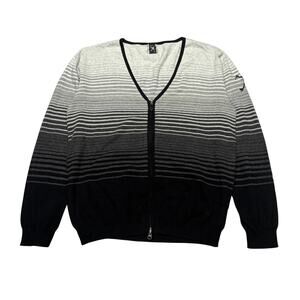 Oakley Gradient Stripe Zip Cardigan Sweater Men's Large Skull Embroidered